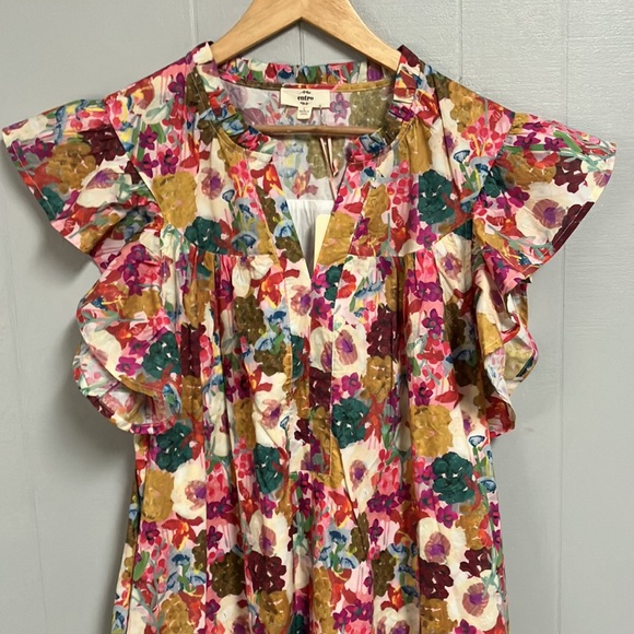 NWT Entro Floral Ruffle Sleeve Dress Large - Picture 3 of 10